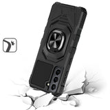 Samsung S23 FE 5G Robotic Hybrid with Magnetic Ring Stand Case Cover - Black