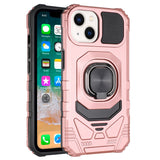 iPhone 15 Pro Max Robotic Hybrid with Magnetic Ring Stand Case Cover - Rose Gold