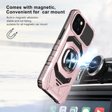 Apple iPhone 14 PRO 6.1" Robotic Hybrid with Magnetic Ring Stand Case Cover - Rose Gold