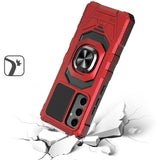 Samsung Galaxy S24 Ultra Robotic Hybrid with Magnetic Ring Stand Case Cover - Red