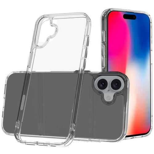 iPhone 16 6.1 inch PURE CRYSTAL Transparent Thick 2.0mm ShockProof Chromed Buttons Case Cover - Clear