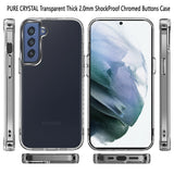 Samsung Galaxy S21 FE PURE CRYSTAL Transparent Thick 2.0mm ShockProof Chromed Buttons Case Cover - Clear