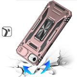 iPhone 16E / SE4 Utter Tough Metal Ring Movable Camera Window Hybrid Case Cover - Rose Gold