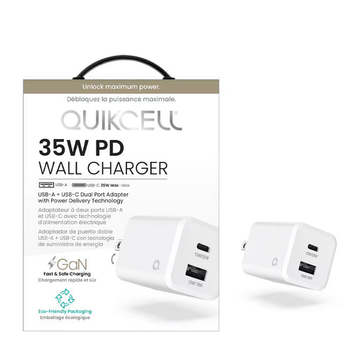 Quikcell   35W PD Dual Port Wall Charger White