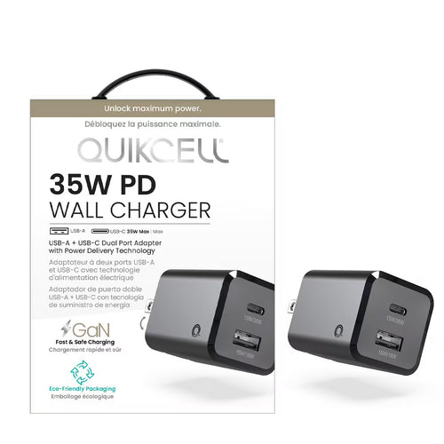 Quikcell   35W PD Dual Port Wall Charger Black