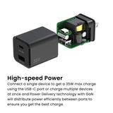 Quikcell   35W PD Dual Port Wall Charger Black