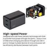 Quikcell   45W PD Dual Port Wall Charger Black