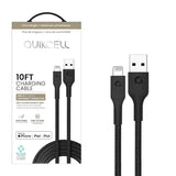 Quikcell   10ft FAST CHARGE CABLE Lightning to USB-A Black