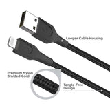 Quikcell   10ft FAST CHARGE CABLE Lightning to USB-A Black