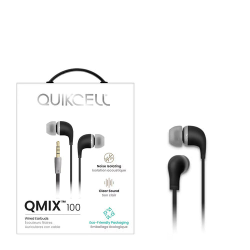Quikcell   QMIX 100 Stereo Earbuds Black