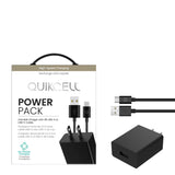 Quikcell   POWER PACK Wall Charger + USB-A to USB-C Black
