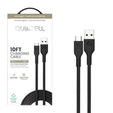 Quikcell   10ft FAST CHARGE CABLE USB-A to USB-C Black