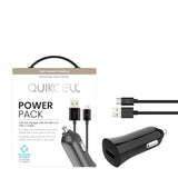 Quikcell   POWER PACK Car Charger + USB-A to USB-C Black