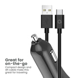 Quikcell   POWER PACK Car Charger + USB-A to USB-C Black