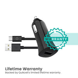 Quikcell   POWER PACK Car Charger + USB-A to USB-C Black