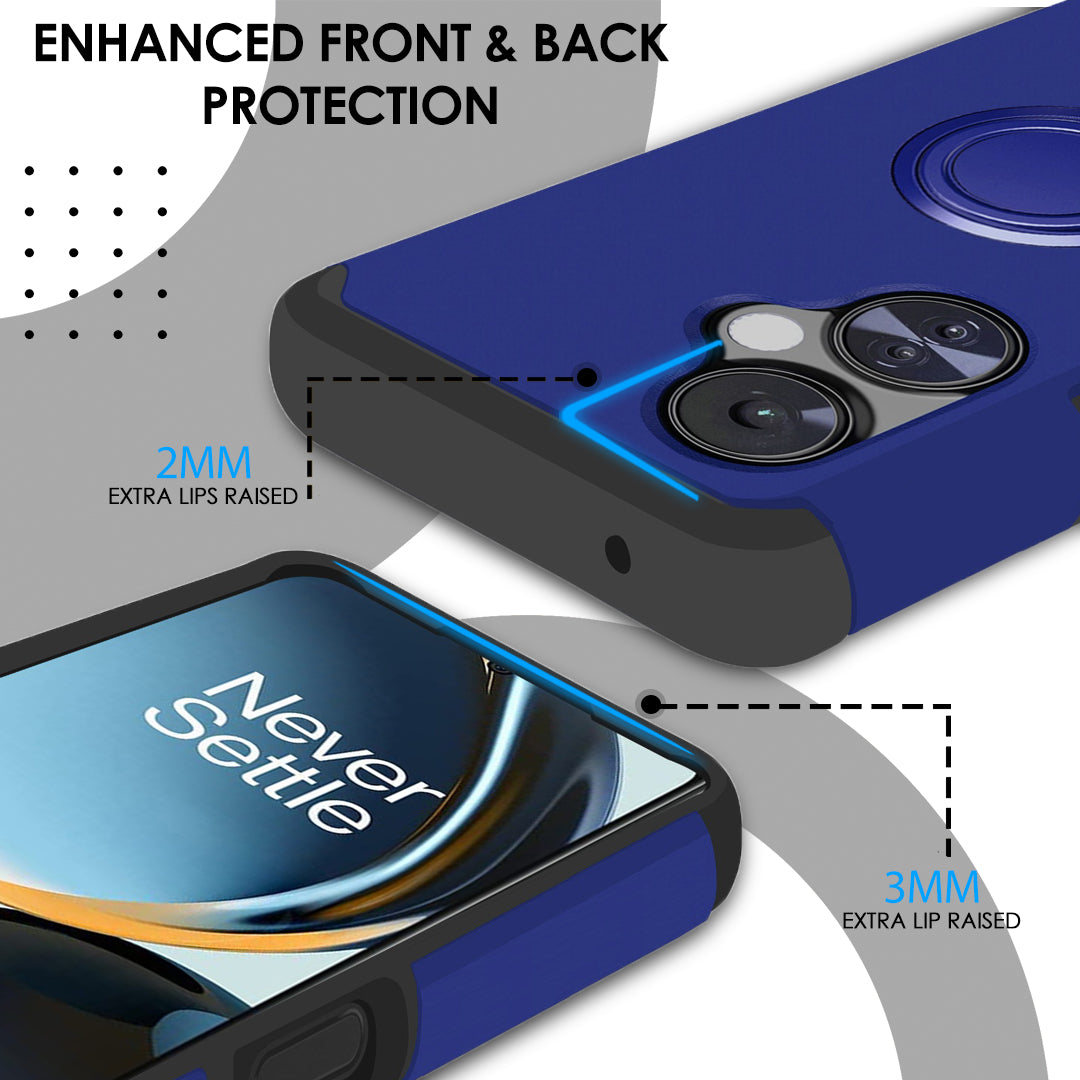 OnePlus Nord N30 5G Tough Hybrid With Ring Stand + Tempered Glass - Classic Blue