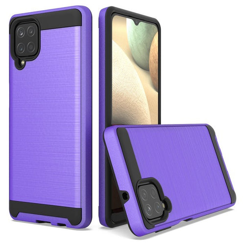 Samsung A12 Hybrid Texture Brushed Metal case, Purple