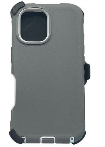 iPhone 17 Rugged Armor with Belt Clip Holster - Gray