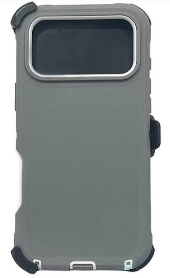 iPhone 17 Pro Rugged Armor with Belt Clip Holster - Gray