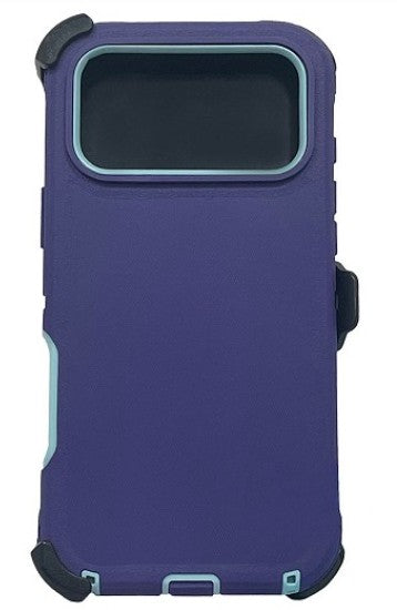 iPhone 17 Pro Rugged Armor with Belt Clip Holster - Purple