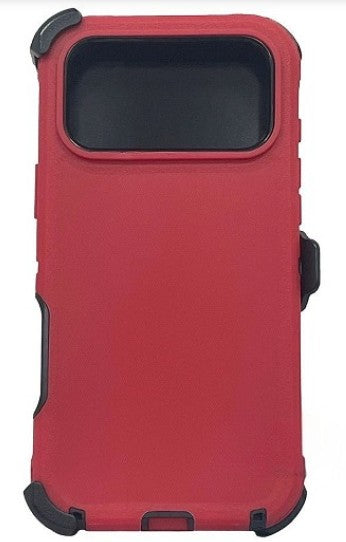 iPhone 17 Pro Rugged Armor with Belt Clip Holster - Red/Black