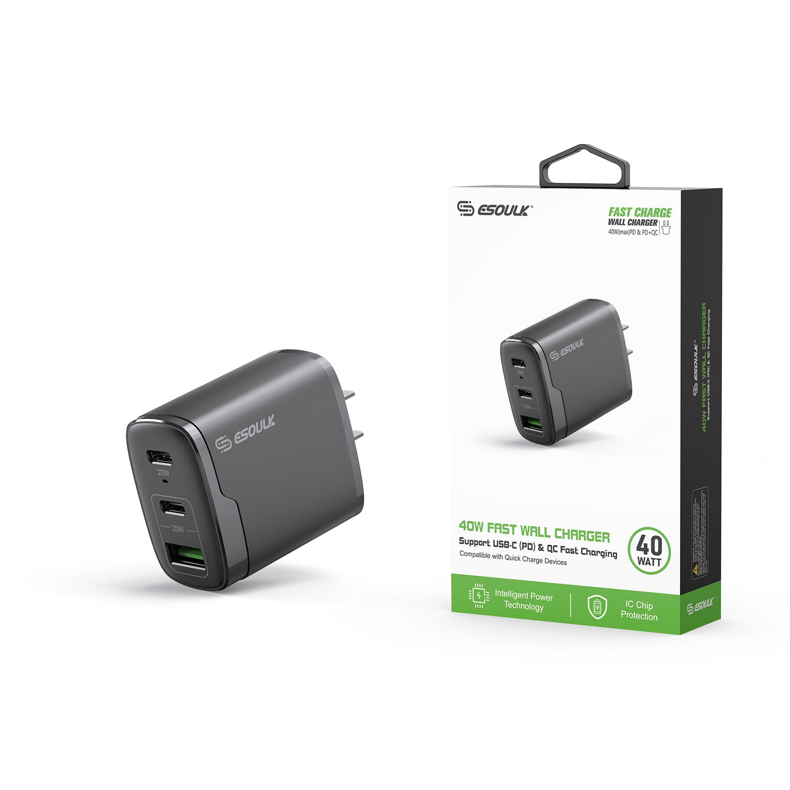 40W Dual PD+QC Fast Wall Charger (12/48)