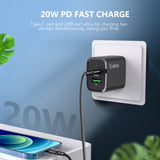 20W PD/QC Wall Charger & 5FT Cable for C to 8pin