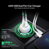 60W PD Dual USB-C Car Charging Plug