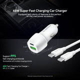48W PD&QC Car Charger +3Ft USB-C To USB-C Cable (12/48)