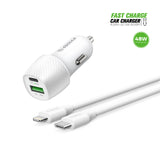 48W PD&QC Car Charger +3Ft USB-C To 8Pin Cable (12/48)