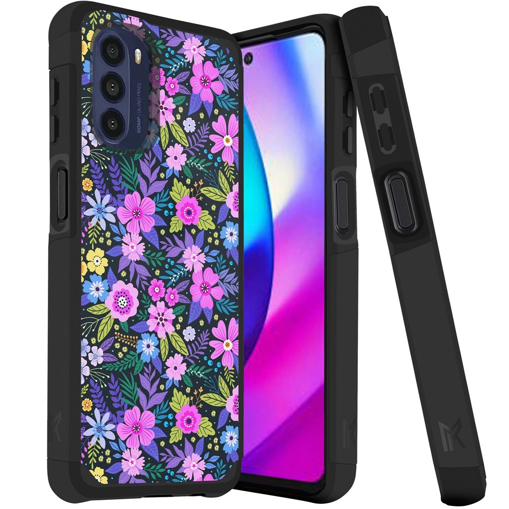 Matte ShockProof Case For Moto G 5G 2022 - Flower Purple