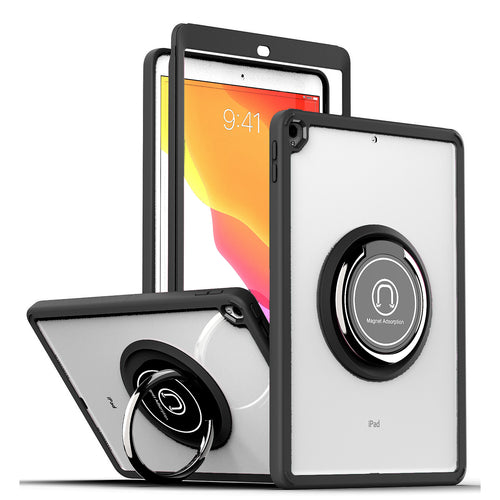 3in1 Tablet Transparent Hybrid Magnetic Ring Stand Case For iPad (10.2)