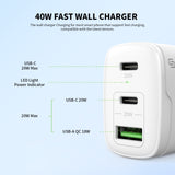Esoulk 40W Dual PD+QC FAST WALL CHARGER - White