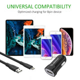 12W 2.4A Car Charger & 3ft Cable For 8Pin