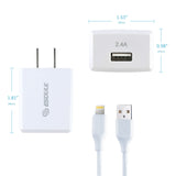 12W 2.4A Wall Charger & 5ft Cable For 8Pin