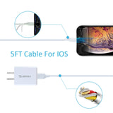 12W 2.4A Wall Charger & 5ft Cable For 8Pin