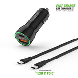 18W Car Charger PD & USB-A With 3ft C To C Cable