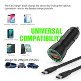 18W Car Charger PD & USB-A With 3ft C To C Cable