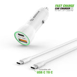 18W Car Charger PD & USB-A With 3ft C To C Cable