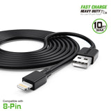 10FT Heavy Duty USB Cable 2A For Lightening Cable