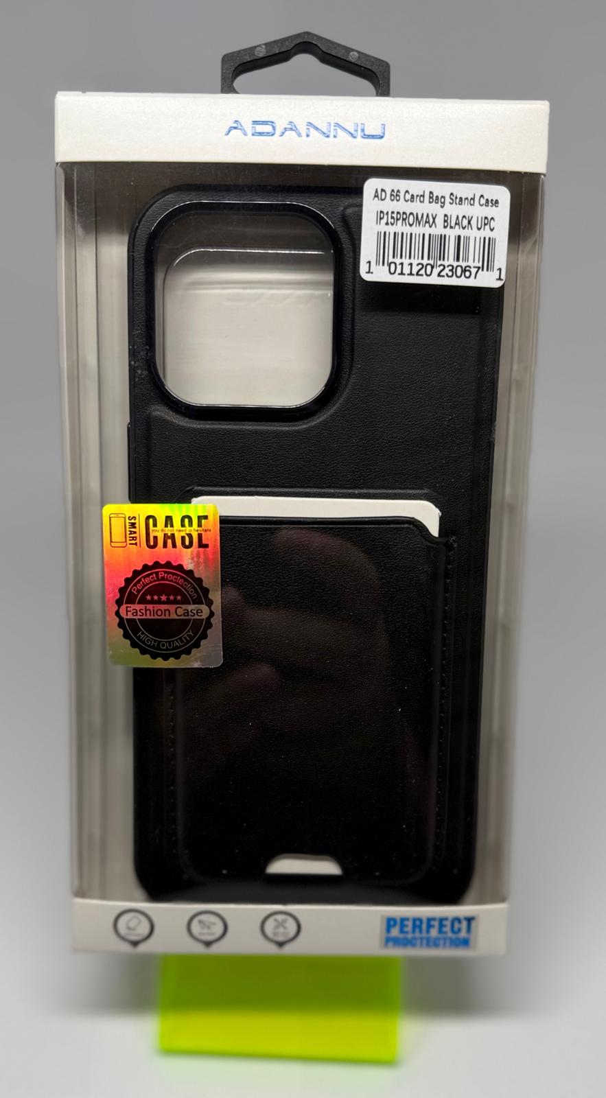 AD66 CARD STAND CASE FOR IPHONE 15 PRO MAX - BLACK