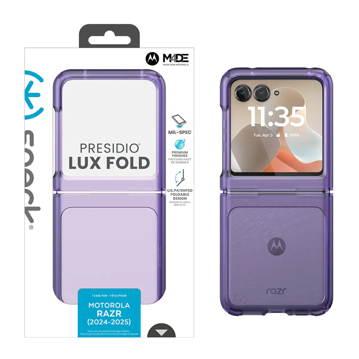 Speck moto razr (2024), motorola razr – 2025 PRESIDIO LUX FOLD Case Amethyst Tint