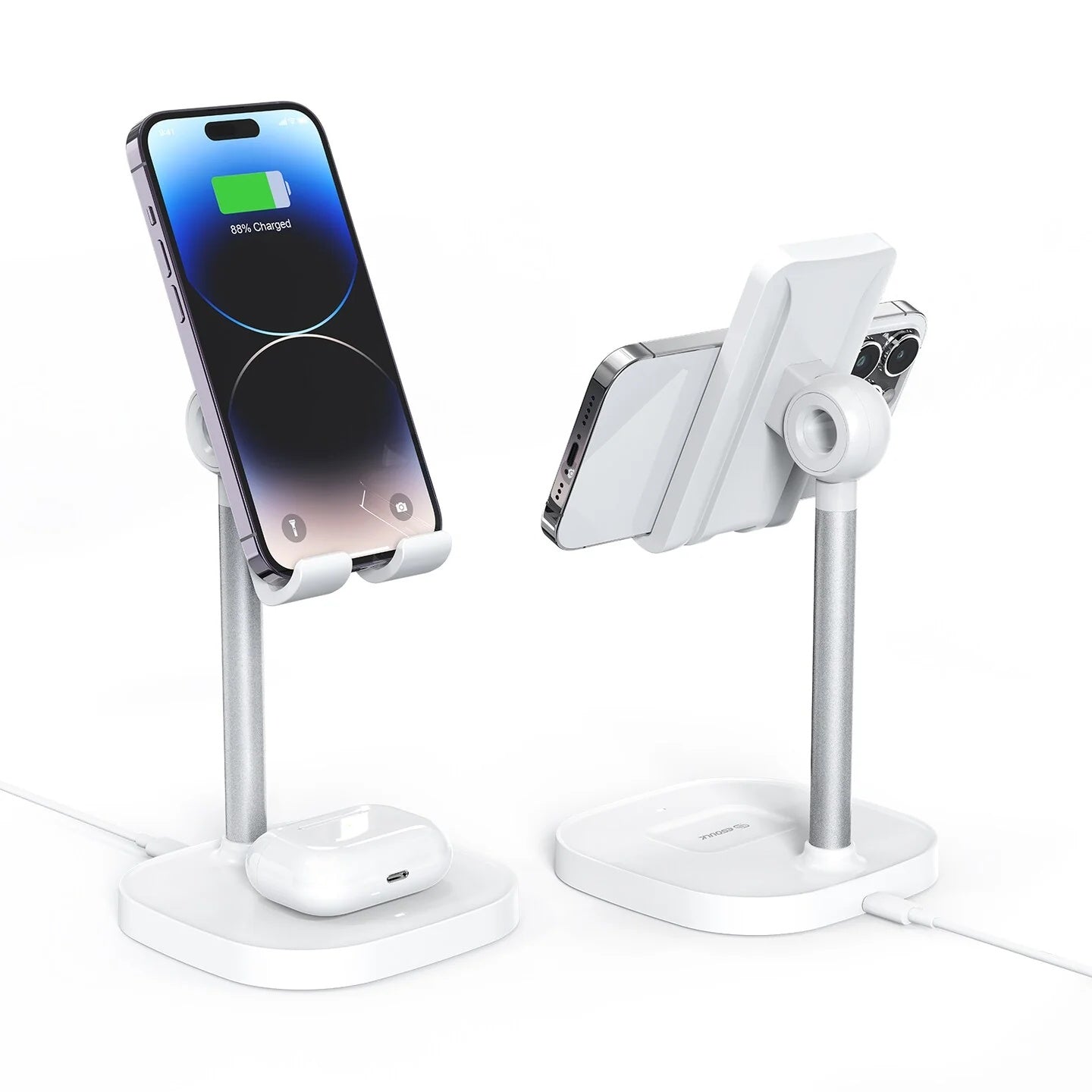 EK-6002WH 15W 2-IN-1 WIRELESS CHARGING STAND WHT