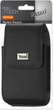 Reiko Leather Vertical Pouch With Metal Logo In Black