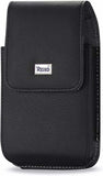 Reiko Leather Vertical Pouch With Metal Logo In Black