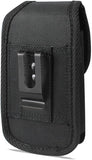 Reiko Vertical Heavy Duty Rugged Phone Pouch with Metal Logo and Velcro for Samsung Galaxy S6 Case - Black