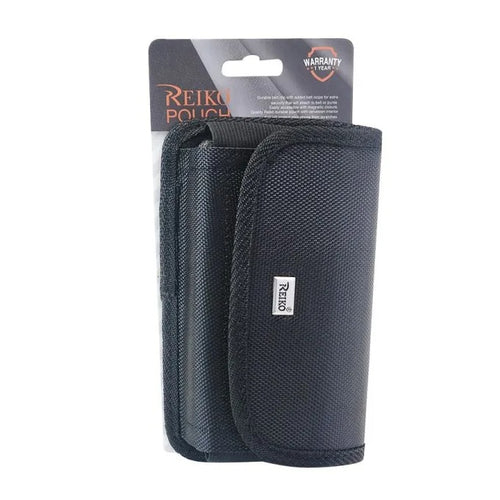 REIKO Horizontal Pouch with Card Holder and Velcro Closure for Mobile Phone - Black