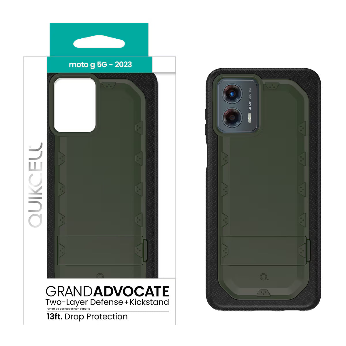 Quikcell Moto G 5G (2023) GRAND ADVOCATE Dual-layer Kickstand Case Army Green