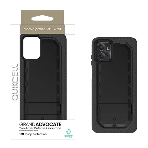 Quikcell Moto g power 5G (2023) GRAND ADVOCATE Dual-layer Kickstand Case Armor Black