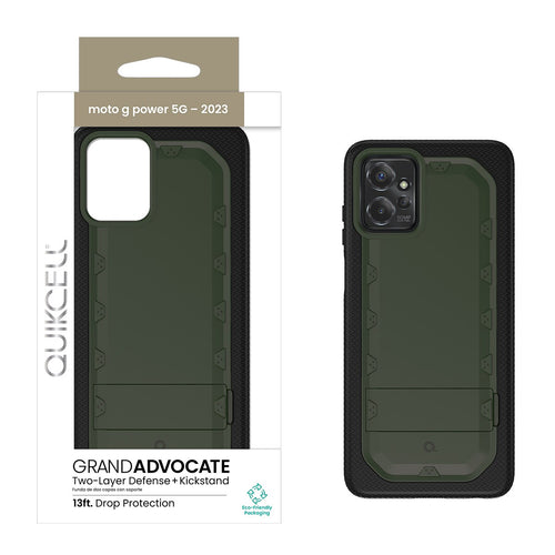 Quikcell Moto G Power 5G (2023) GRAND ADVOCATE Dual-layer Kickstand Case Army Green